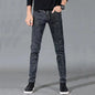 Mens Slim Fit Denim Pencil Pants Black White Stretch Jeans