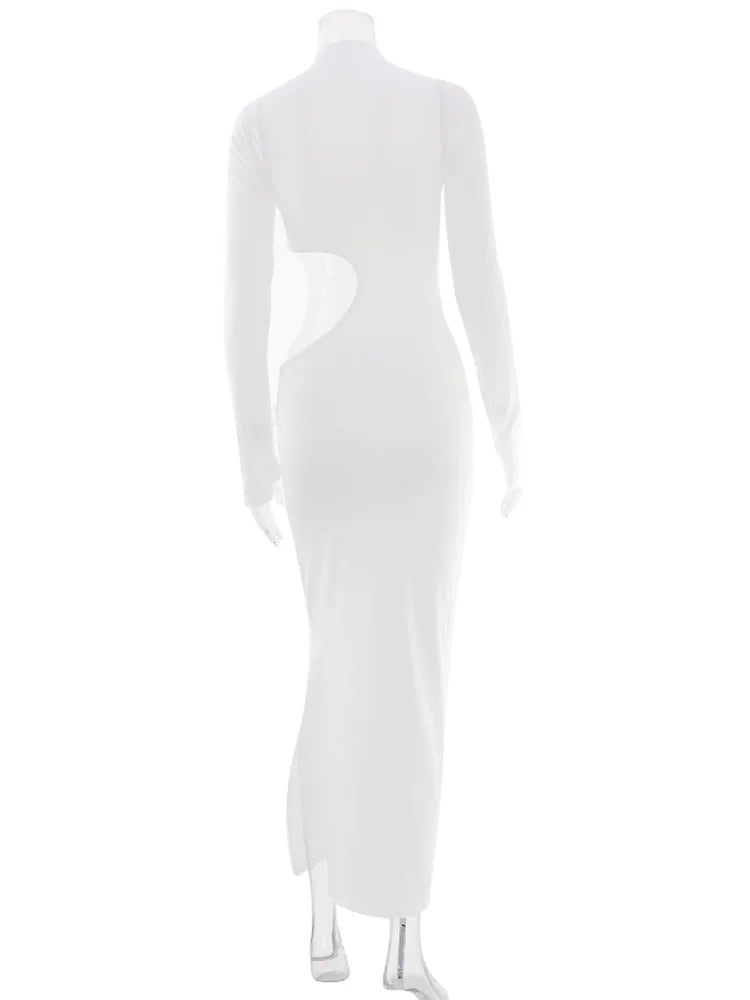 Ahagaga Solid Turtleneck Sheath Dress for Women White