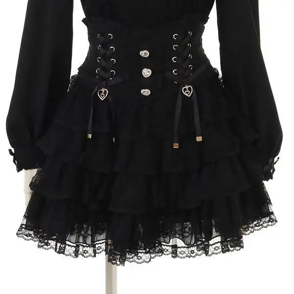 Japanese Sweet Lolita Mini Skirt Women Retro Lace Skirt