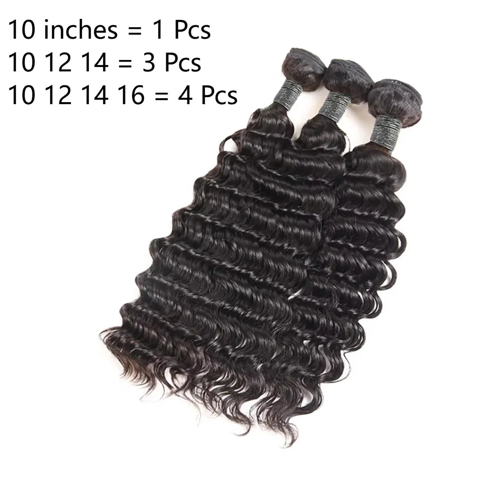 40 Inch Deep Wave Brazilian Human Hair Extensions Natural Black