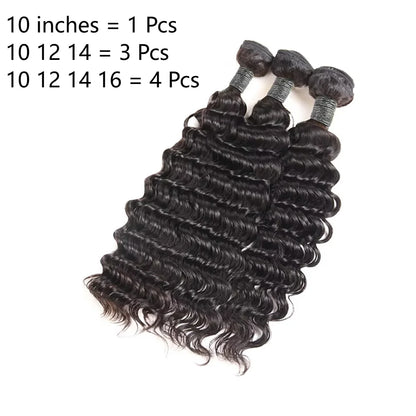 40 Inch Deep Wave Brazilian Human Hair Extensions Natural Black