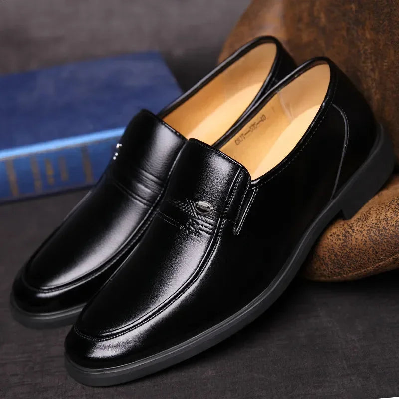 Leather Black Slip-On Loafers for Men Plus Size 38-44