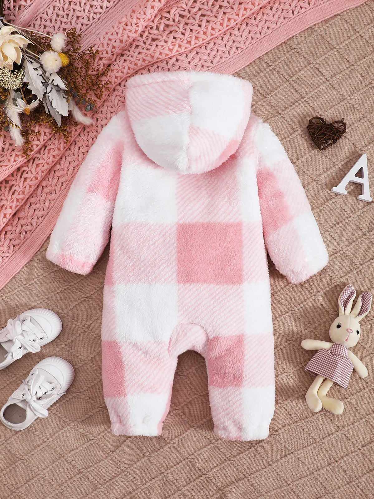 Plaid Hooded Romper for Baby Boys and Girls