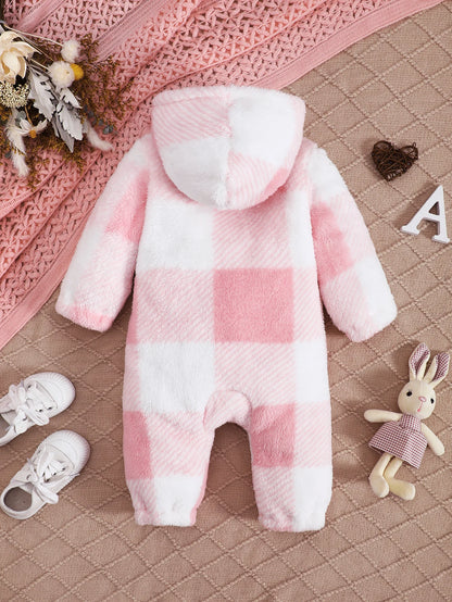 Plaid Hooded Romper for Baby Boys and Girls
