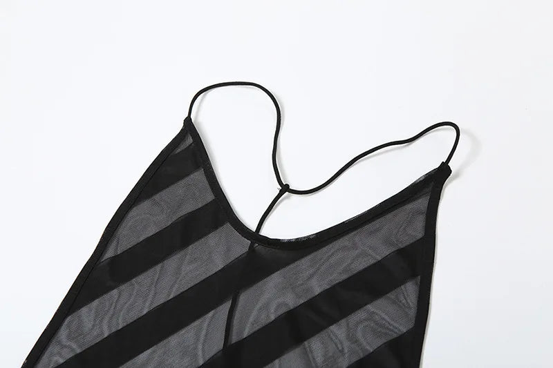 Mesh See Through Halter Maxi Dress for Women