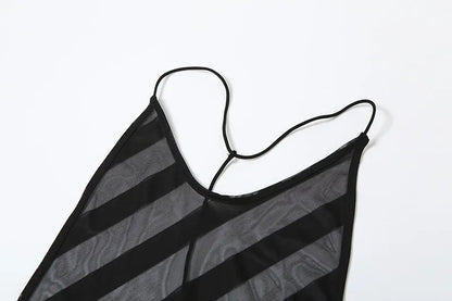 Mesh See Through Halter Maxi Dress for Women