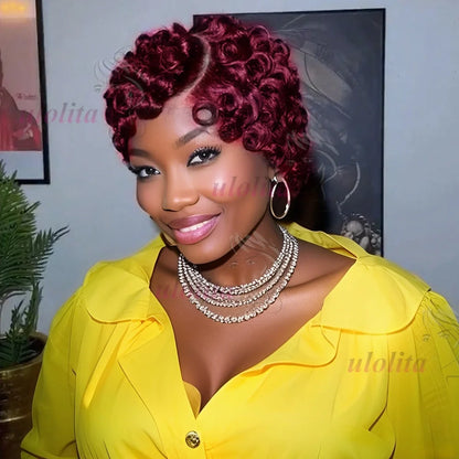 Chioma Curly Pixie Cut Wig Short Bob Human Hair Black