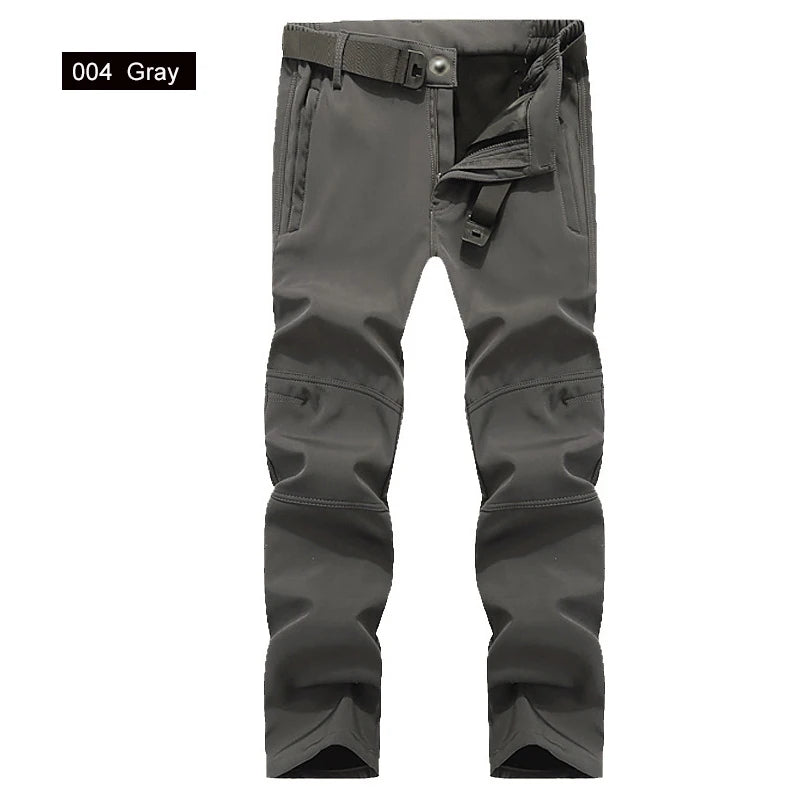 Men's Winter Soft Shell Hiking Pants with Fleece Lining