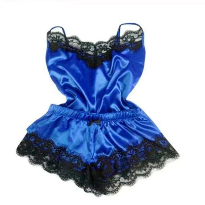 Summer Lace Polyester Pajama Set for Women