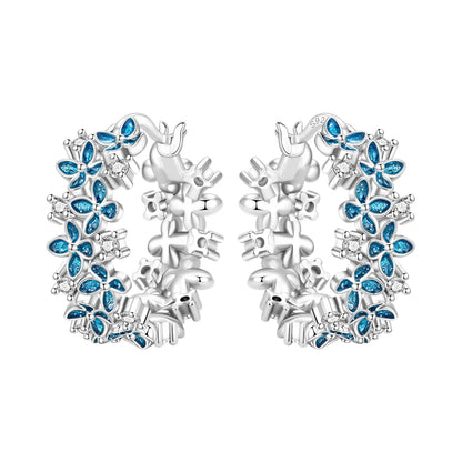 S925 Sterling Silver Iris Flower Hoop Earrings for Women