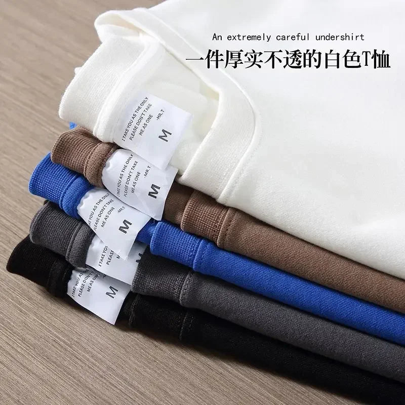 Black White Cotton T-Shirt Heavy-Duty Short Sleeves