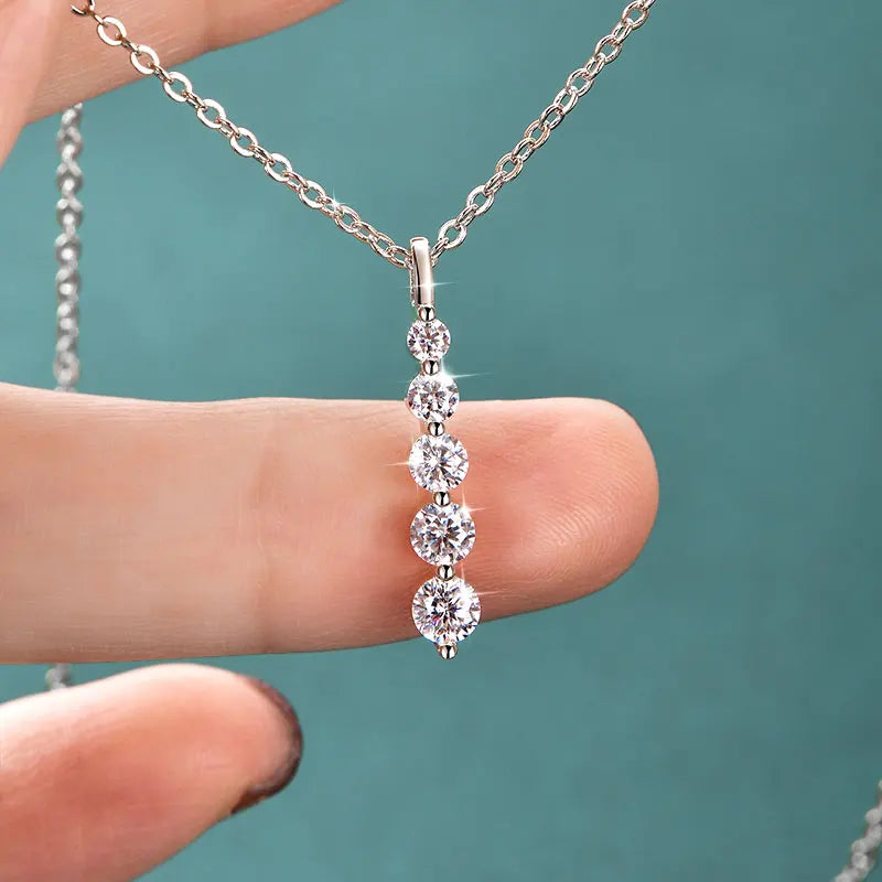 Brilliant Moissanite Pendant Necklace 14K Gold Filled