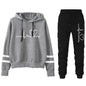 Womens Casual Stripe Hoodie and Sweatpants Set