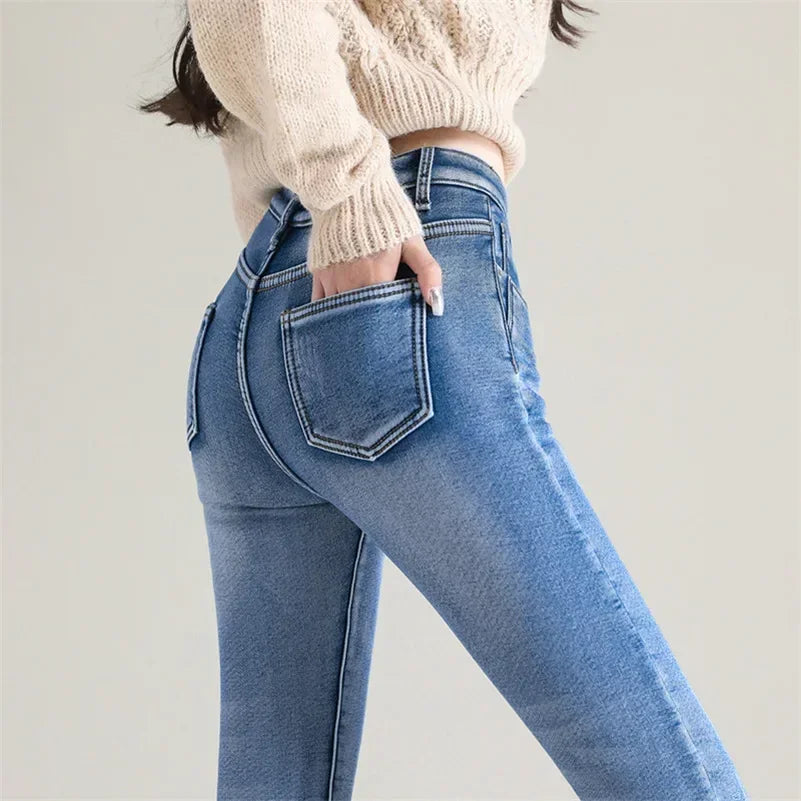 Women's Winter Plush Stretch Skinny Jeans