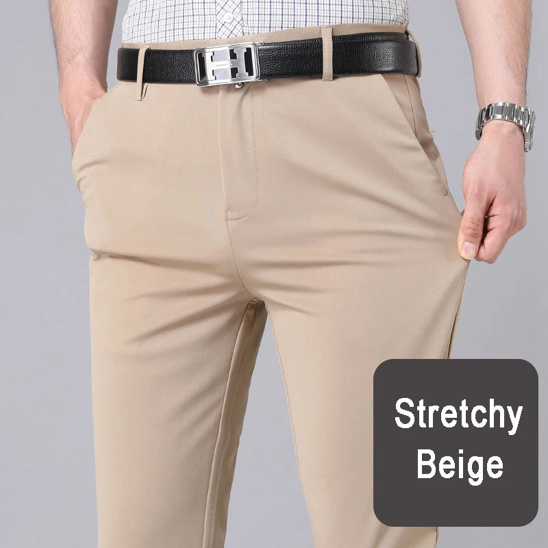 Men's Smart Casual Stretchy Fast Dry Trousers Black Navy