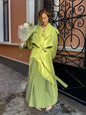 Khaki Long Color-block Stripe Trench Coat for Women