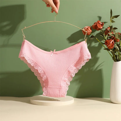 3PCS Women Cotton Lace Brazilian Panties Set S-XL