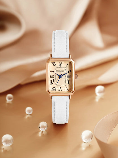 Fashion Retro Square Leather Strap Quartz Watch for Women