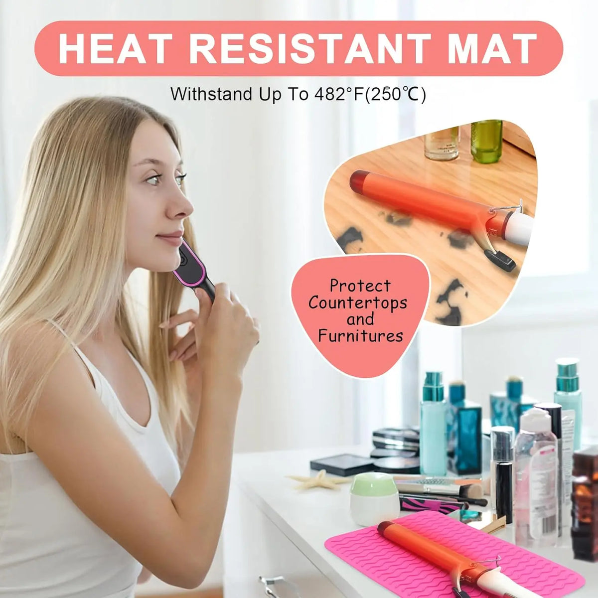 Plus Size Silicone Heat Resistant Mat for Hot Tools
