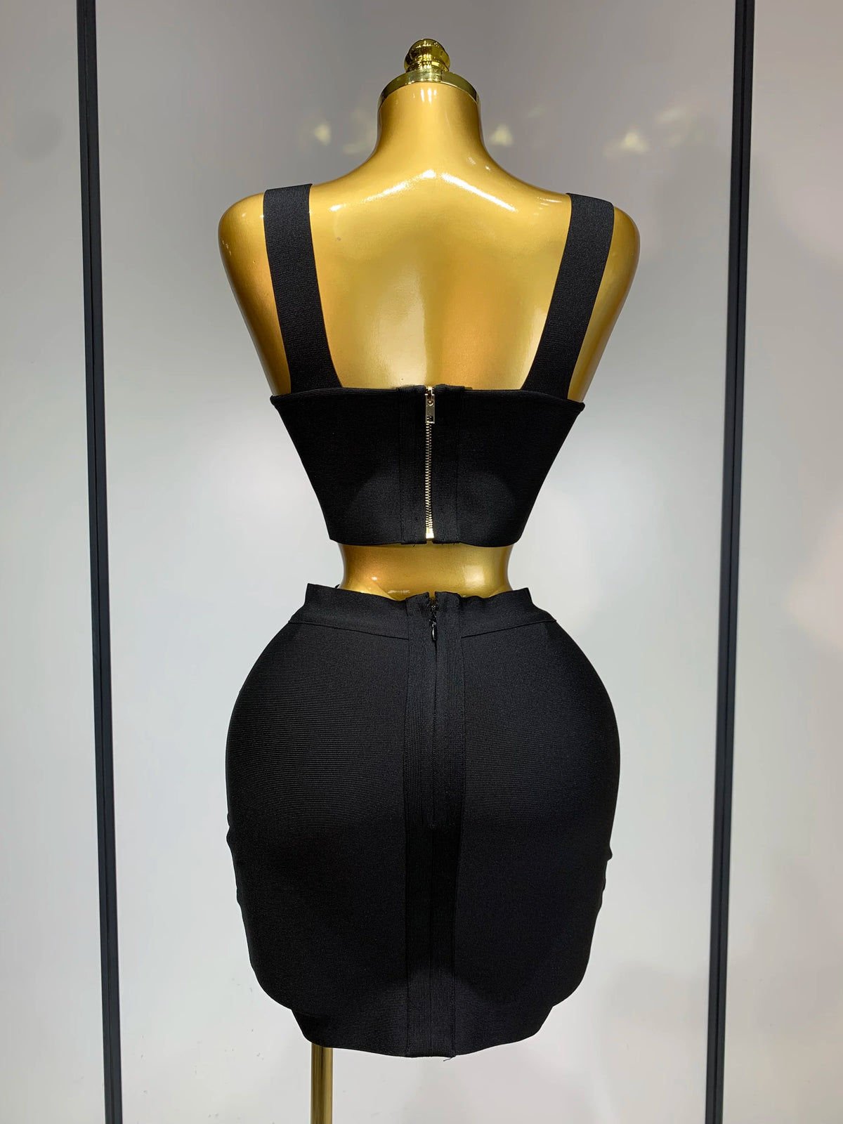 Women Bodycon Bandage Two Piece Set Black White