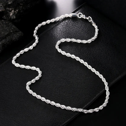 4MM Rope Chain 925 Sterling Silver Necklace Unisex