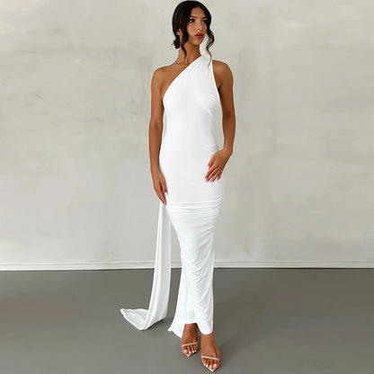 Hugcitar One Shoulder Backless Maxi Dress Women