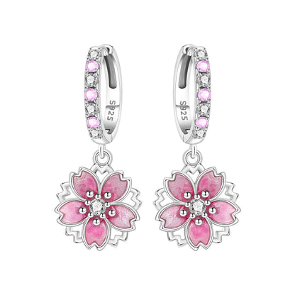 S925 Sterling Silver Iris Flower Hoop Earrings for Women