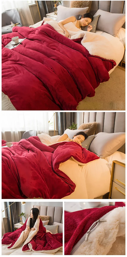 Wool Throw Blanket Double Sided Queen Size Winter Use