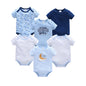 Baby Boy Summer Cotton Bodysuit Set Blue Grey Tie Print