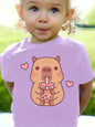 Capybara Print Girls Summer T-Shirt Short Sleeve