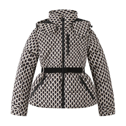 Women's Hooded Padded Winter Parka with Belt