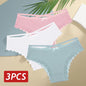 3PCS Women Cotton Lace Brazilian Panties Set S-XL