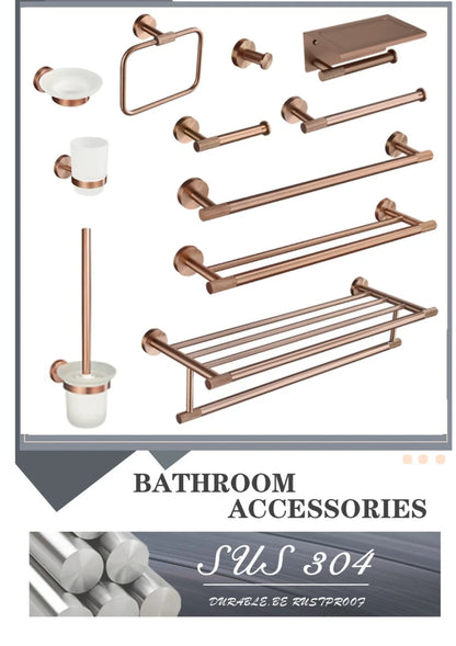 Brushed Rose Gold Metal Bath Hardware Set