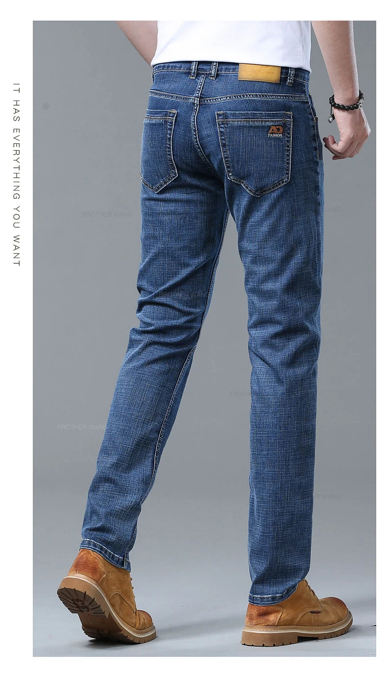 Light Blue Slim Jeans for Men in Stretch Denim
