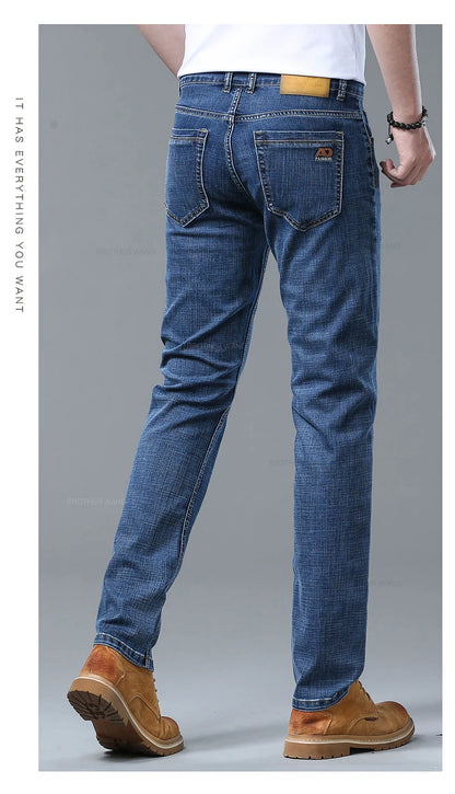 Light Blue Slim Jeans for Men in Stretch Denim