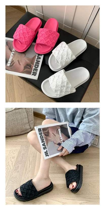 Ladies Canvas Flat Slippers Summer Sandals for Women