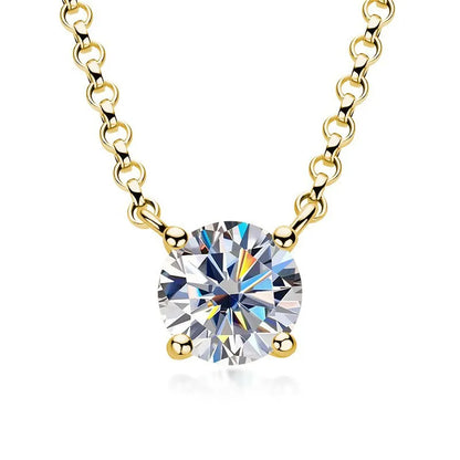 Moissanite Pendant Necklace 18K Gold Plated Women