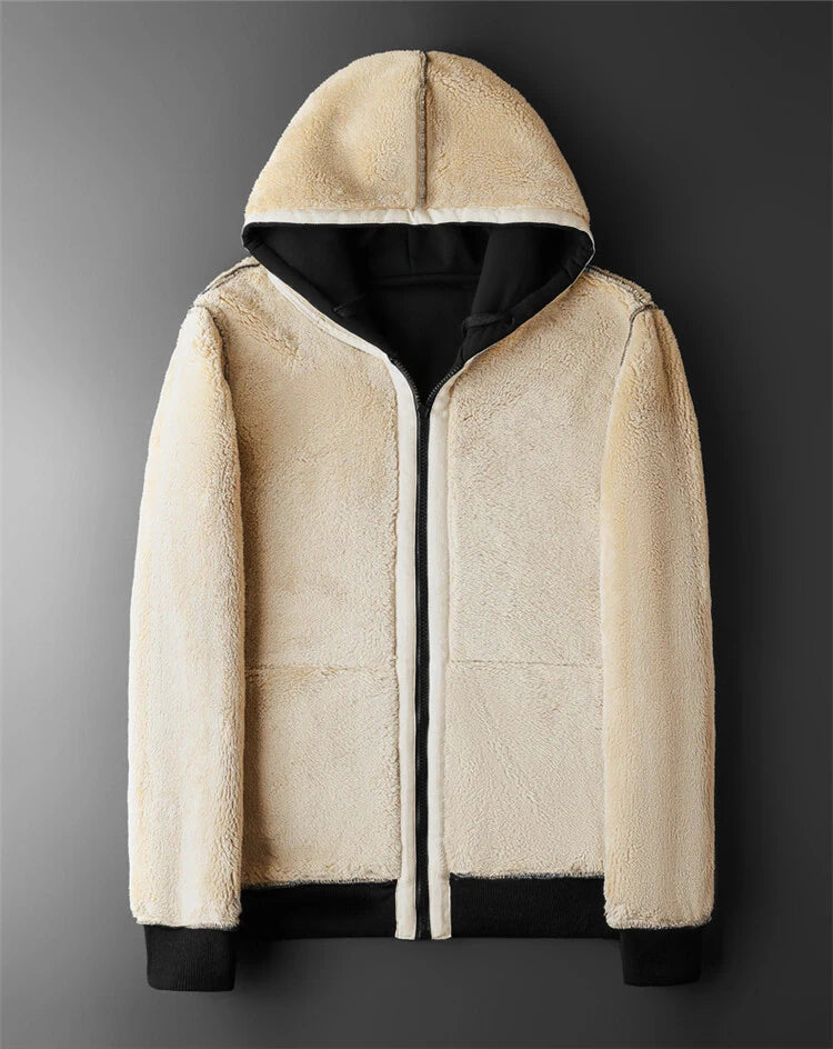 Thick Lambswool Hoodie Jacket for Men and Women