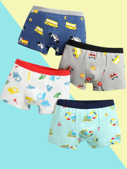 Boys Cotton Boxer Briefs with Dinosaur Print