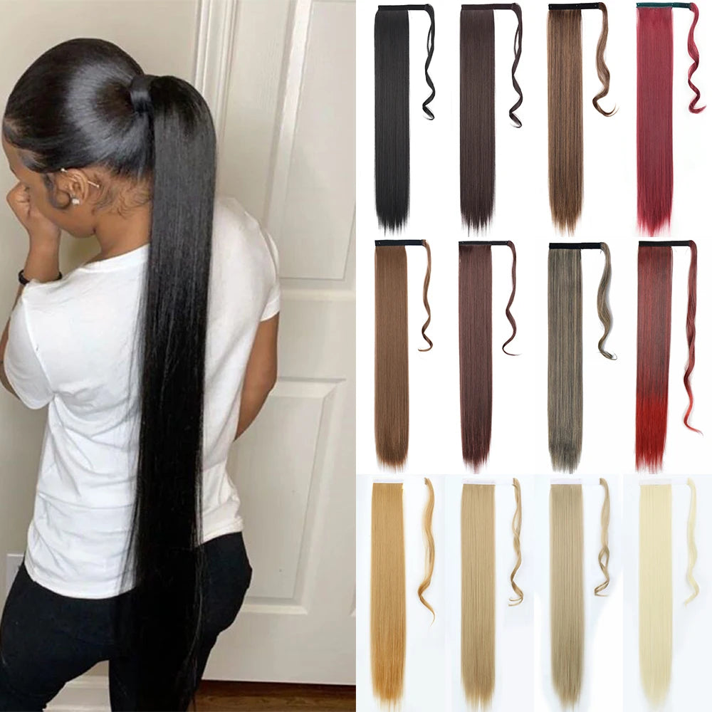 Long Straight Clip-in Ponytail Hair Extension Black