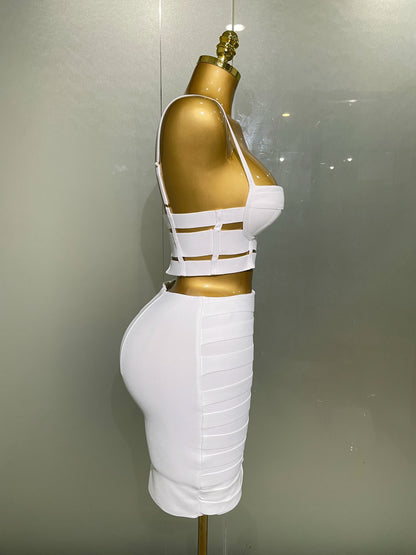 Women Sexy Bandage Tops and Pencil Skirt Set