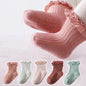 Cotton Lace Socks for Toddler Girls Non-slip Half Knee