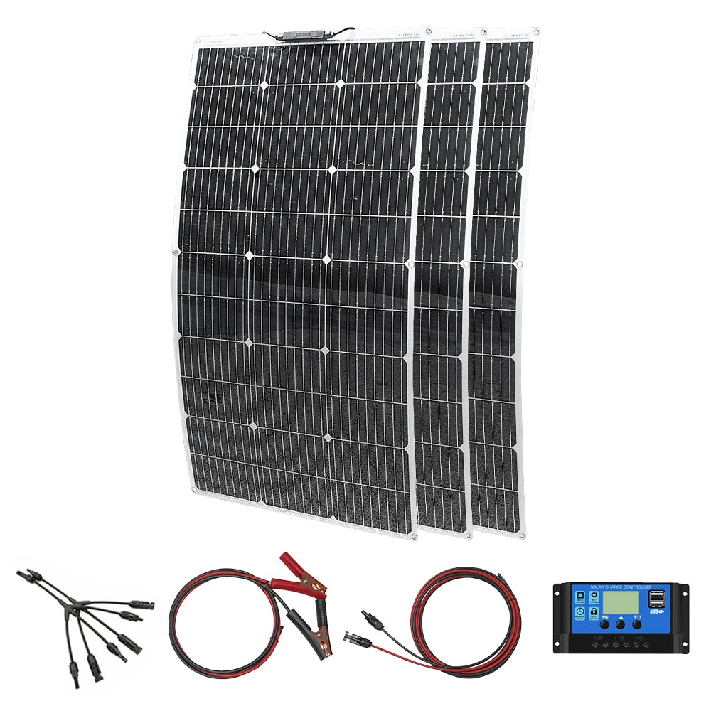 ASUNERGE 12V Flexible Monocrystalline Solar Panel 100W
