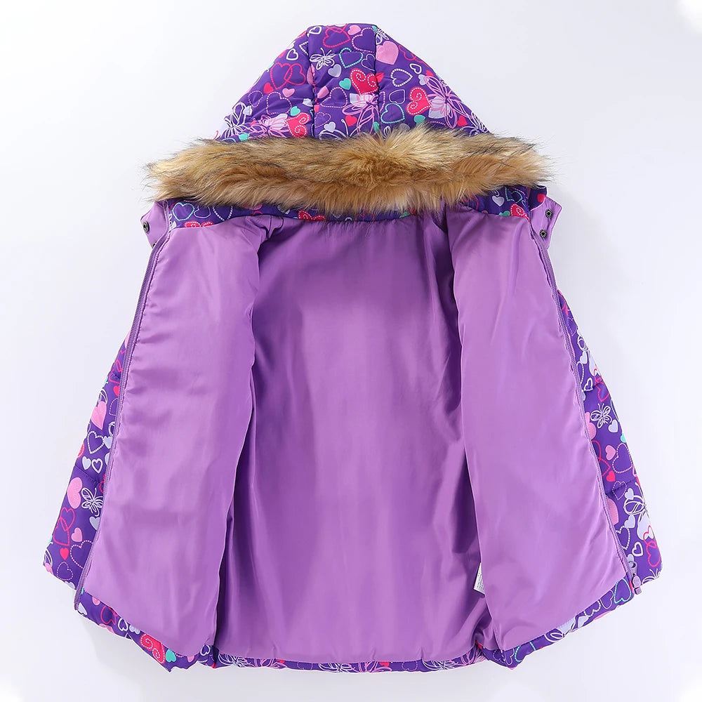 Kids Hooded Ski Suit Cotton Winter Outerwear