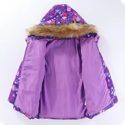 Kids Hooded Ski Suit Cotton Winter Outerwear
