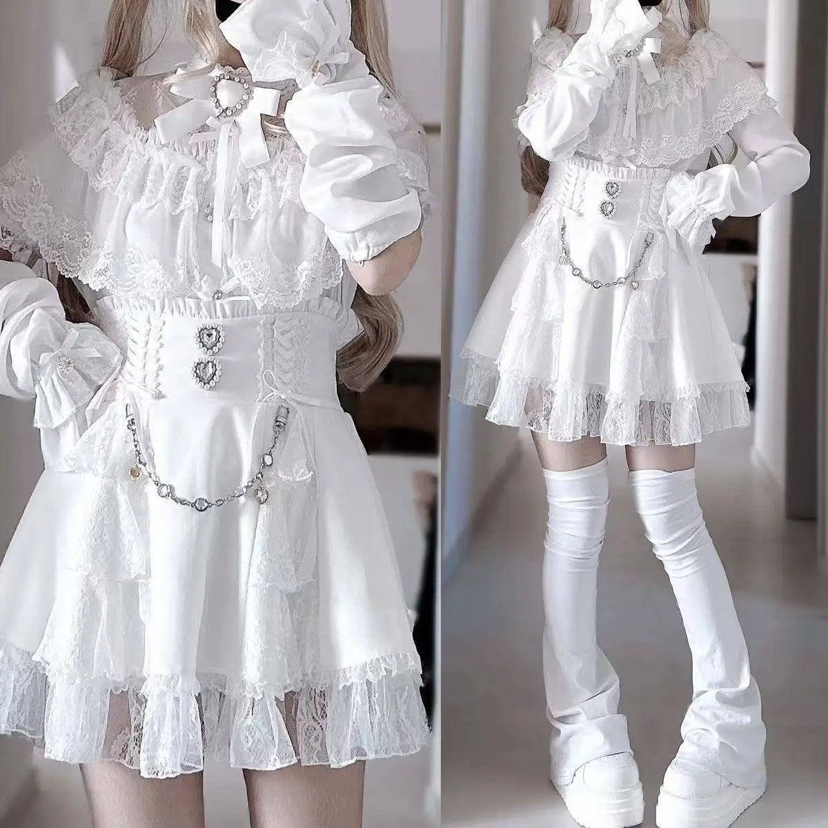 Japanese Sweet Lolita Mini Skirt Women Retro Lace Skirt