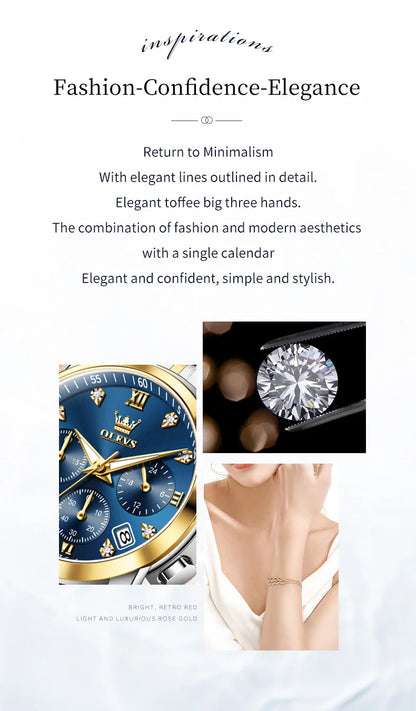OLEVS 2858 Luxury Quartz Women Watch with Diamonds