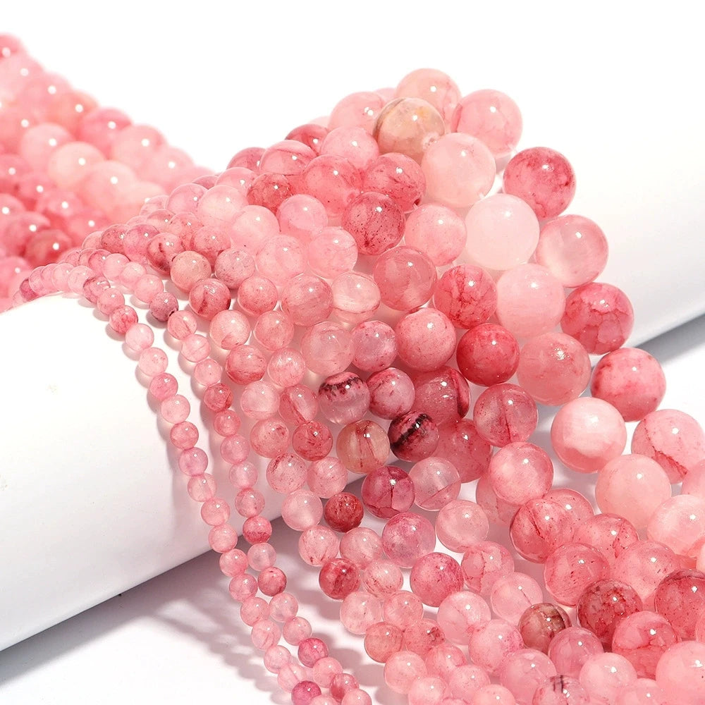 Natural Persian Jade Stone Pink Loose Beads 4-12mm
