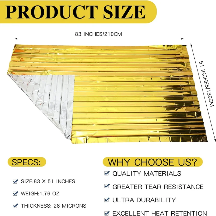 Gold Emergency Blanket Waterproof Insulation Tool 160x210cm
