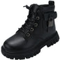 Girls PU Leather Ankle Boots with Anti-slip Sole